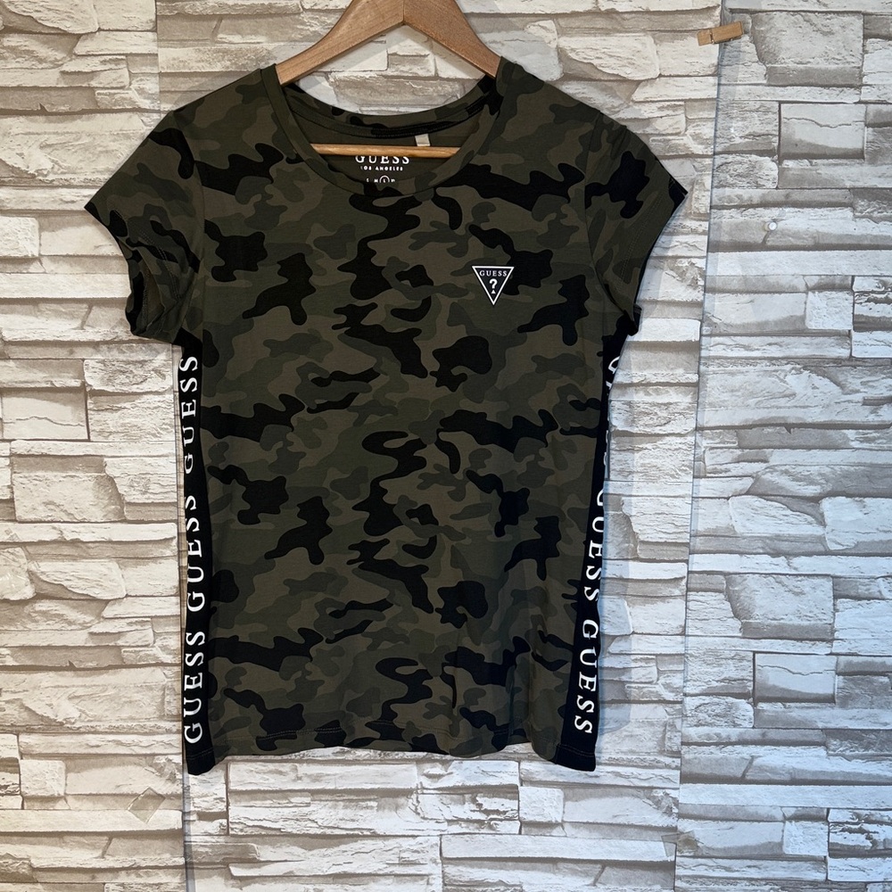 GUESS Los Angeles Women's Green Camouflage Tee - Picture 3 of 11